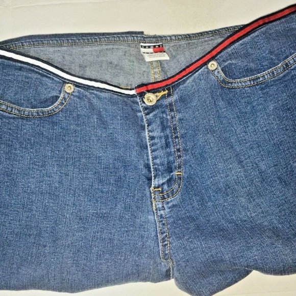 tommy hilfiger red and blue jeans